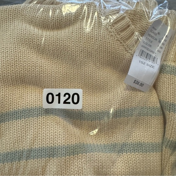 John Galt White & Grey Thin Striped Brianna Sweater - Picture 12 of 12